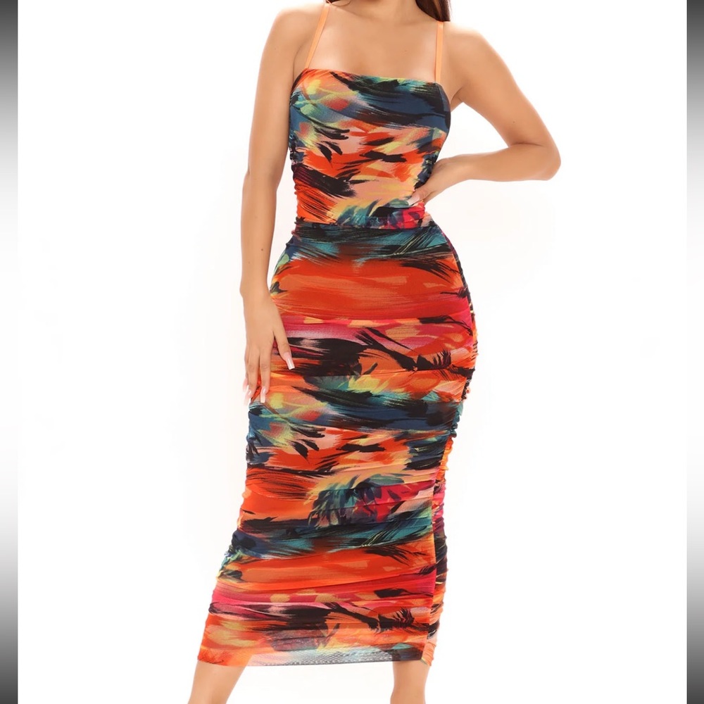 Fashion Nova Mesh Midi Dress